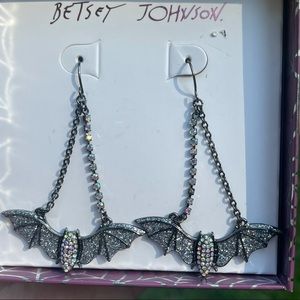 Betsey Johnson rhinestone bat earrings